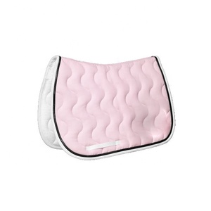 Tapis de selle de dressage matelassé rose en tissu, rembourrage en mousse de coton, doublure douce en polycoton, style anglais, fabricant indien LLT - Product Image 3
