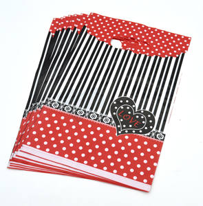 Sac à gousset latéral en plastique PE mignon imprimé personnalisé poignée de patch réutilisable découpée au détail pour les achats et l'emballage de cadeau de marchandise - Product Image 5