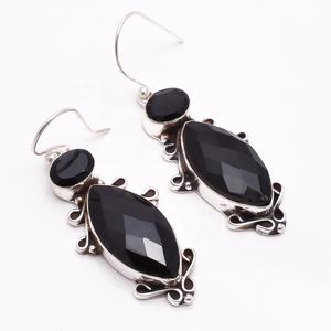 Boucles d'oreilles pendantes ethniques populaires en alliage de cuivre plaqué argent, avec topaze et quartz, en forme de cœur, par un fabricant de confiance - Product Image 2