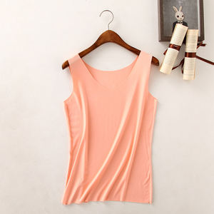 Camiseta sin mangas de talla grande a la moda para mujer al por mayor, camiseta transpirable para yoga y fitness en algodón/fibra de bambú, MOQ bajo, precio barato, patrón sólido - Product Image 5