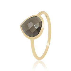 Nouvelle Collection Bague de Mariage Classique en Argent Sterling 925 Plaqué Or avec Pierre Précieuse en Quartz Fumé Taille Poire – En Stock, Vente en Gros de Bijoux - Product Image 2