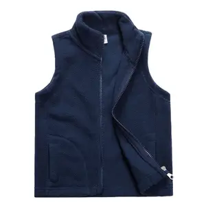 Gilet in pile polare da uomo blu Navy personalizzato con cerniera anteriore senza maniche Outwear gilet in pile polare caldo moda uomo