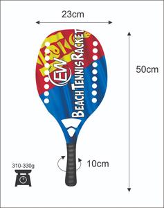 Raquettes de beach tennis avec face de 20 mm, poids de 320-340 g, longueur de 50 cm, poignée en carbone et verre, filet en fibre de carbone - Product Image 1