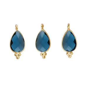 925 Sterling Silver London Blue Topaz Gemstone Pear Shape Fancy Bezel 8x10mm Faceted Pendant Necklace Charm