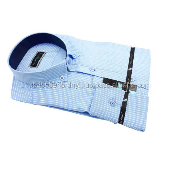 Ready To Send Cotton Light Blue Men's Shirts Made in Turkey Hot sale New Season New design Custom