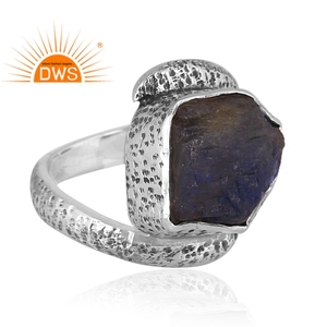 Handmade Design Most Popular Labradorite Gemstone <b>Oxidized</b> 925 Sterling Silver Textured Ring Jewelry Manufacturer - Product Image 3
