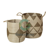 Panier de rangement en jonc de mer naturel Galaximex, neuf, noir/blanc, design multifonctionnel pour le rangement à domicile