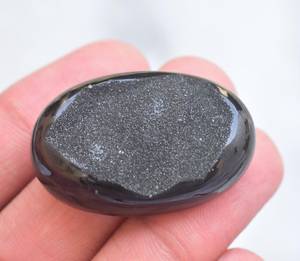 หินโมราสีดำ Druzy,หินขัดธรรมชาติสำหรับสามีของขวัญโมราสีดำจี้อัญมณีดรูซี่ - Product Image 2
