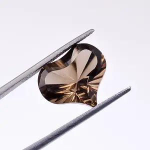 Pierres précieuses en Quartz fumé en forme de cœur, Cabochon coupé en gros, pierres précieuses pour la fabrication de bijoux, pierres précieuses calibrées à facettes