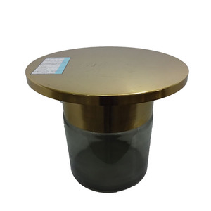 Mesa de centro de Metal con base de vidrio, diseño moderno a la moda, acabado de Metal dorado y cristal azul - Product Image 5