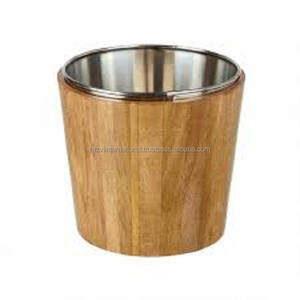 Handmade Wooden Frame Double-Wall Stainless Steel Wine Chiller <b>Ice</b> <b>Bucket</b> <b>Beverage</b> <b>Tubs</b> - Product Image 3