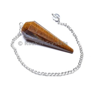 Affordable Price Tiger Eye 12 Faceted Pendulums - Product Image 1