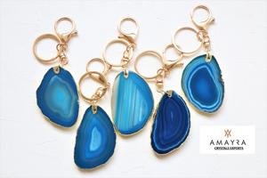 Natural Agate Slice Gold Plated <b>Keyrings</b> | Wholesale <b>Keyrings</b> for Sale|| Gemstone Keychain |From Amayra <b>Crystals</b> Exports India - Product Image 2