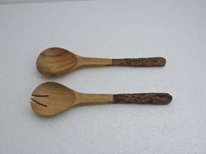 New Design Natural Wood Material Salad Server Set for Christmas Valentine Events Tableware <b>Used</b> Home and Kitchen at Best Price - Product Image 2