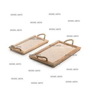 Bandeja de madera para servir dulces con asas de hierro Juego de dos bandejas de chocolates de diferentes tamaños a precio asequible - Product Image 4