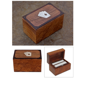 Caja de madera marrón con 2 cubiertas para cartas de juego, novedad, venta al por mayor - Product Image 1