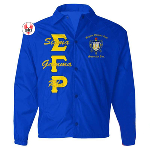 Veste de coach pour femmes avec broderie de la sororité Sigma Gamma Rho |   Veste à Ligne Croisée Personnalisée pour Femmes Brodée de la Sororité SGRho - Product Image 4