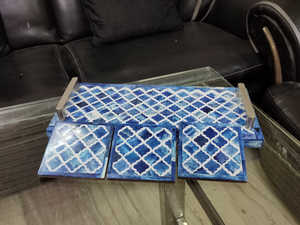 Bandeja plana ecológica con incrustaciones de hueso, juego de bandeja para quemador de incienso con incrustaciones de madreperla, posavasos incluido para incienso árabe Mubhkar - Product Image 3