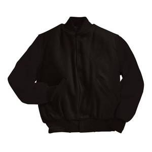 Chaqueta negra sólida con letras de invierno de alta calidad, sensación cómoda, lana con logotipo personalizado, OEM personalizado, resistente al agua y al viento - Product Image 1