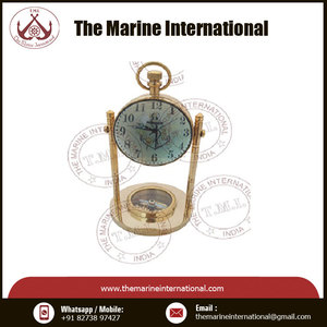 Solid Brass Moon Stand Globe Table <b>Clock</b> Antique Solid Brass Globe Pillar Table Unique Table <b>Clock</b> Home Decor - Product Image 4