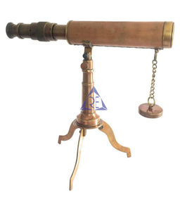 Telescopio Náutico Antiguo de Cuero con Montura de Latón, Lente de Zoom 10x, Trípode Plegable, Coleccionable, para Hogar u Oficina - Product Image 4