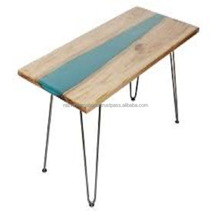 โต๊ะอีพ็อกซี่ด้านบนอาเกตยืนโลหะชุบทอง - Product Image 5