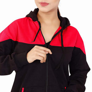 Sudadera con capucha para mujer, con bolsillos laterales y cremallera, informal, de gran tamaño, con cordón, venta al por mayor - Product Image 6