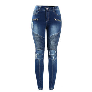 Ropa de deporte para mujer con clasificación AA, pantalones vaqueros de motorista de estilo acanalado lavado con mono, pantalones vaqueros de moto aprobados por CE con protección principal - Product Image 1