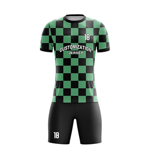 Symétriquement boîte Sublimation imprimé bricolage Logo et Design équipe football uniforme maillot et short ensemble en vrac en gros - Product Image 6