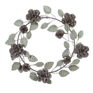 Distressed Finish Round Metal Christmas Hanging <b>Wreath</b> - Product Image 2