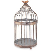 Mini cage à oiseaux exclusive 2015 en fer, porte-bougie chauffe-plat de Noël fait main, support de bougie chauffe-plat suspendu blanc antique bicolore