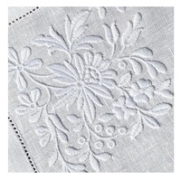 Ensemble de sets de table et de serviettes en coton blanc brodé de haute qualité, avec ourlet festonné, pour décorer la table à la maison, à l'hôtel ou au restaurant