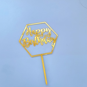 Décorations de gâteau réutilisables en acrylique doré miroir <span class=keywords><strong>Joyeux</strong></span> <span class=keywords><strong>Anniversaire</strong></span> pour fournitures de fête d'<span class=keywords><strong>anniversaire</strong></span> - Product Image 5