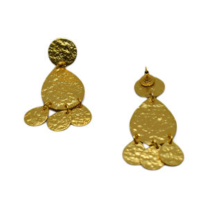 ต่างหูทองเหลืองแบบห่วงสำหรับผู้หญิงและหญิง,ชุดปาร์ตี้ทำมือทันสมัยผิวด้านสีทองแฟชั่นล่าสุด - Product Image 3