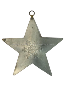 NEW GALVANIZED HIGH QUALITY CHRISTMAS <b>TREE</b> DECORATION METAL STAR GRAY 3 SNOWFLAKE DESIGN CHRISTMAS HANGING ORNAMENT - Product Image 2