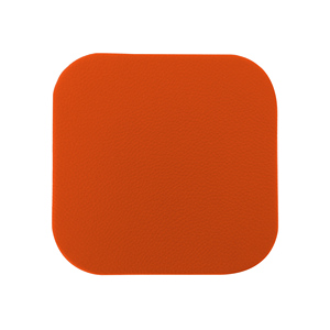 Posavasos de cuero genuino naranja, con esquinas curvadas - Product Image 1