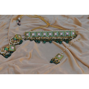 Indian stylish latest fashion bridal designer kundan stone beads necklace <b>set</b> for womens and girls - Product Image 1