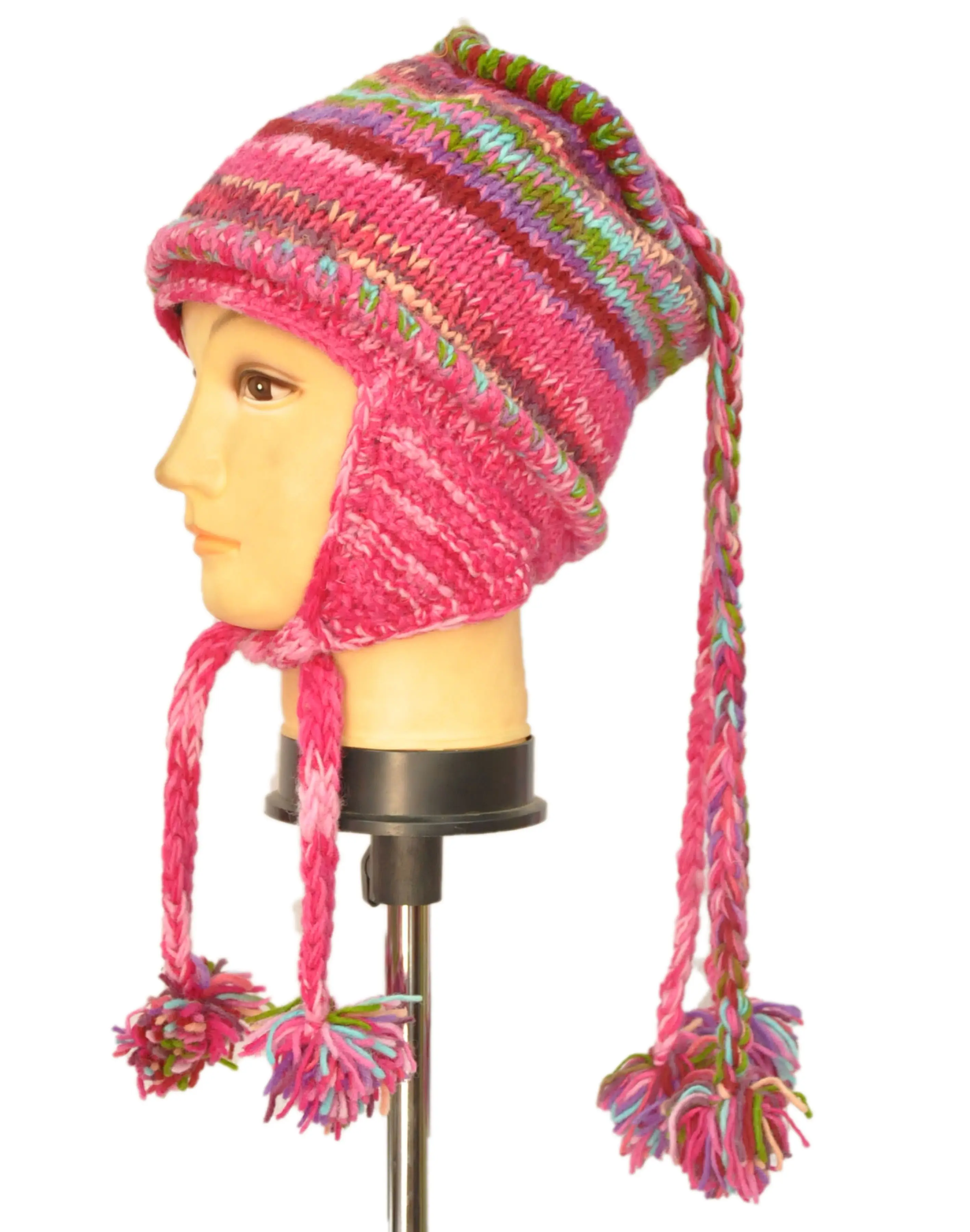 Chullo-gorro de Alpaca peruano hecho a mano, gorro con orejera HHWTH 0011 G