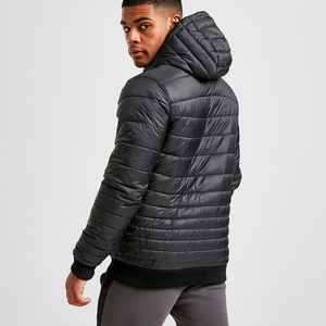 Men's Hooded Puffer <b>Jacket</b> Windproof Solid Color Zipper Closure Casual Winter Outerwear <b>Slim</b> <b>Fit</b> Polyester Wadding - Product Image 4