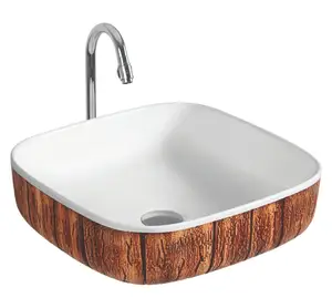 Running Color High Strength Ceramic Sanitaryware 8076 Table Top Basin 400x400x130mm Manufacturing In India.