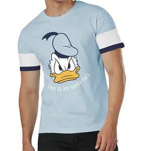 Duck Happy Face เสื้อยืดผ้าฝ้ายพิมพ์ลายผู้ชาย,เสื้อยืดสกรีนผ้าไหมหลากสีสำหรับผู้ชาย