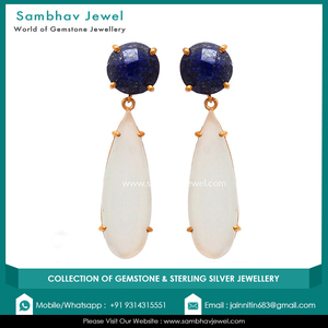 Classy Wholesale Handmade 925 Sterling <b>Silver</b> Quartz Micron Gold Plated Drop <b>Earrings</b> <b>Wedding</b> Party Wear - Product Image 3