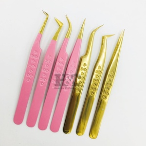 Pinzas de oro personalizadas pinzas de pestañas en forma de corazón de visón oferta de logotipo de acero inoxidable para pinzas de extensiones de pestañas postizas - Product Image 2