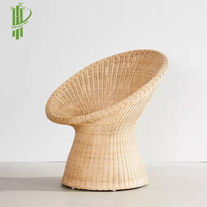 Fauteuil d'appoint pivotant moderne en rotin, fauteuil de loisirs en osier en forme de bol avec mousse à mémoire de forme, siège de salon tressé à la main pour hôtel et appartement - Product Image 5