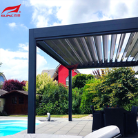 Pergola bioclimatique de jardin avec toit rétractable et réglable, auvent imperméable en aluminium pour l'extérieur