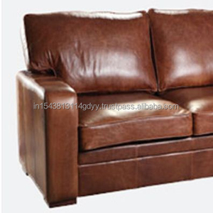 Office 3 2 seater brown European living room furniture sofa set of chesterfield leather sofa