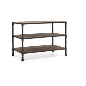 Meuble indien antique en bois de manguier avec deux étagères, table roulante, dernier design commercial pour le salon ou la chambre à coucher, en vente - Product Image 4