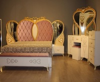 Ensemble de meubles de chambre à coucher moderne de luxe avec lit double, construction en aggloméré, option lit king size, prix de haute qualité