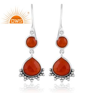 Oxidized 925 Sterling Silver Natural Red <b>Onyx</b> Gemstone Dangle <b>Earring</b> Jewelry For Women Gift For Her - Product Image 3