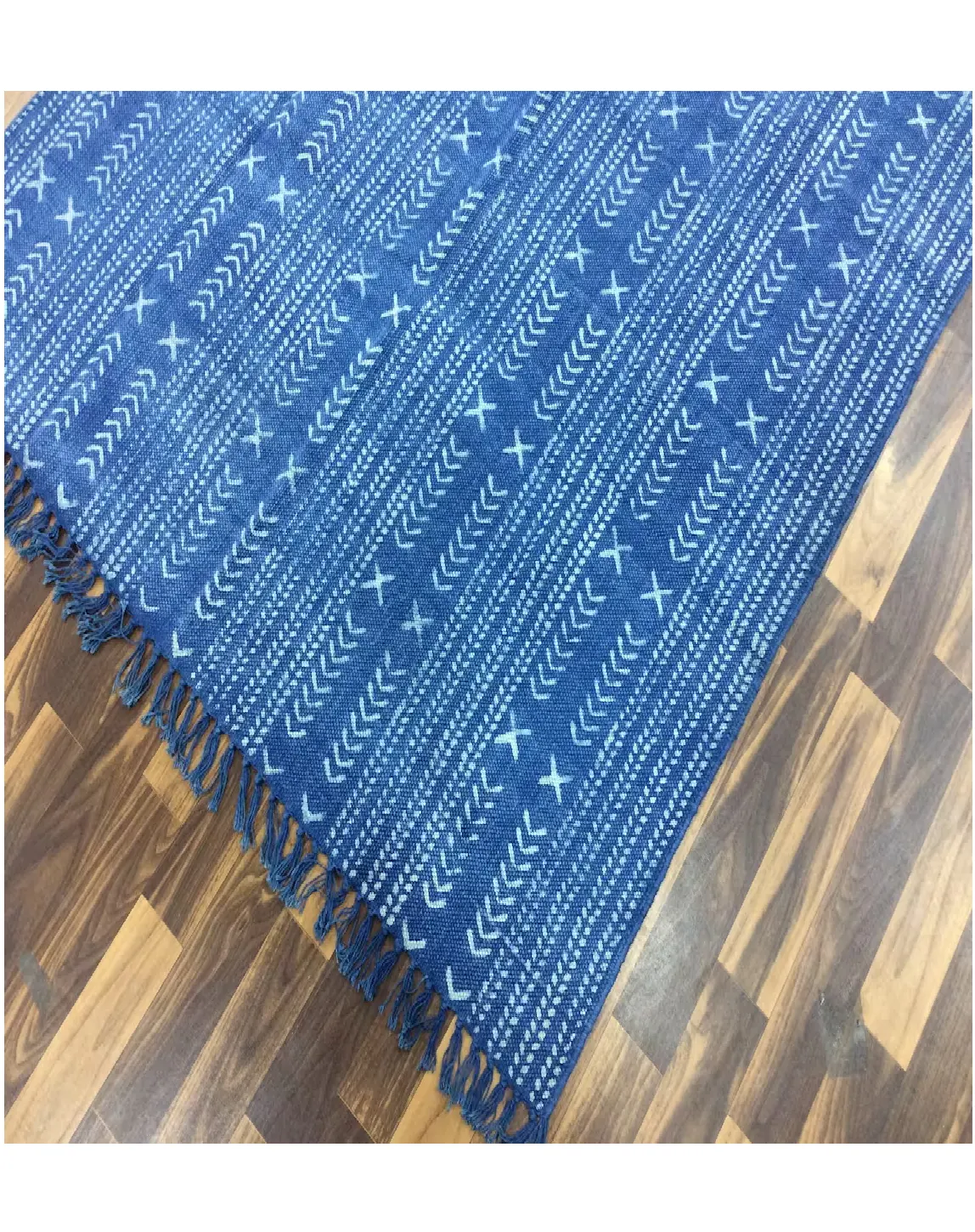 Indian Wholesale Hand Block Print Handloom 100% Cotton Blue Indigo Traditional Bohemian Room Floor Area Runner Yoga Carpet Rug